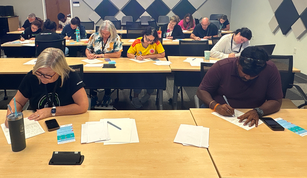 Before Connections: people working individually at a table