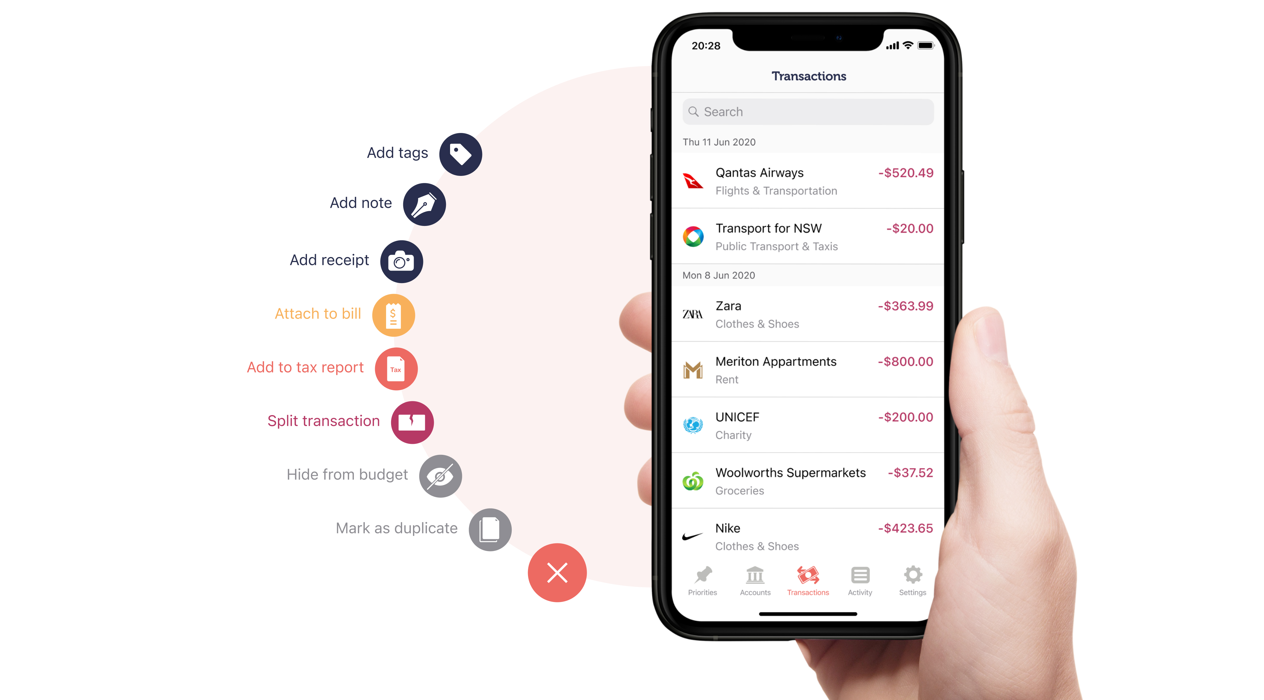 MoneyBrilliant app Transactions screen design