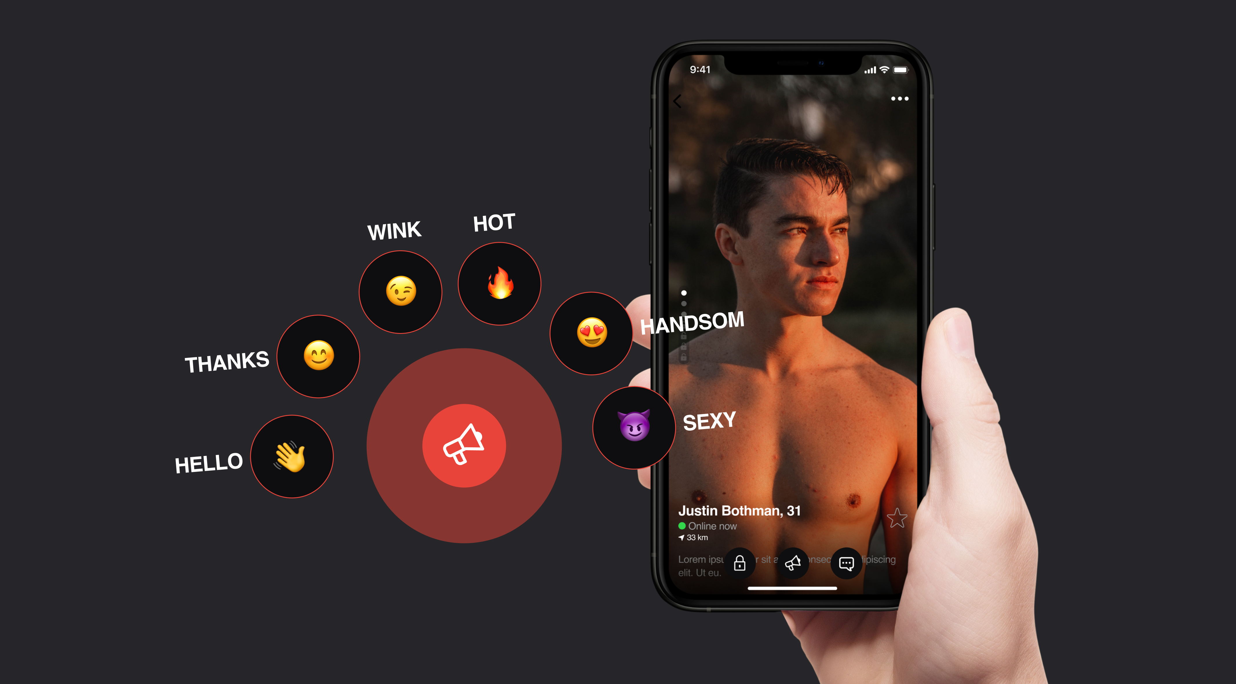 Daddyhunt app Profile reactions screen design