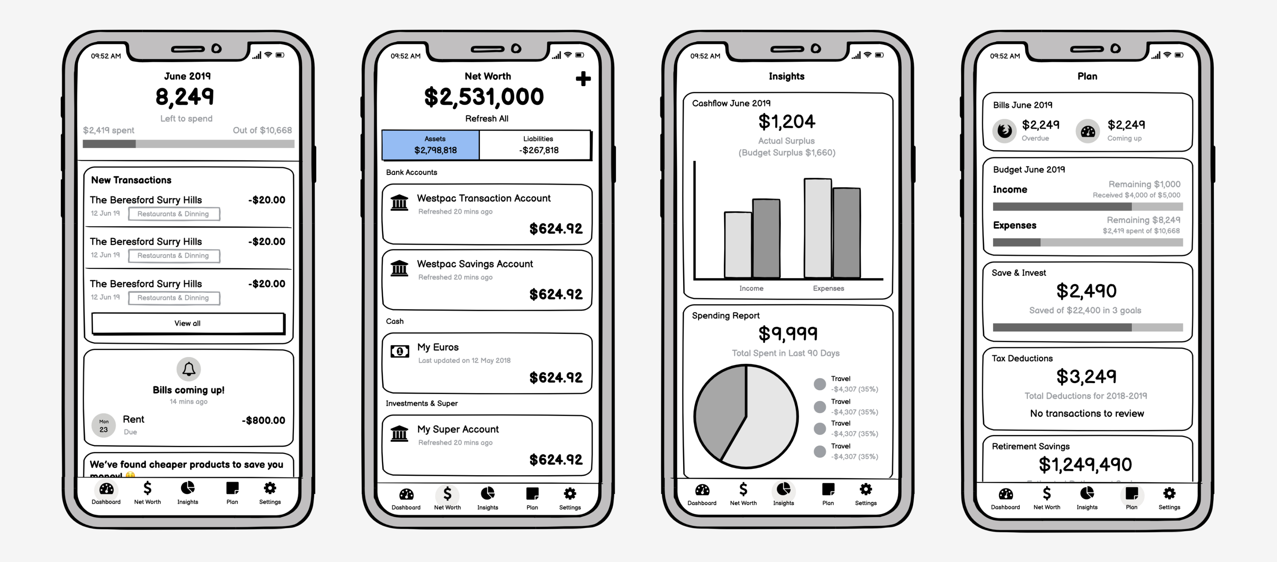 MoneyBrilliant wireframes