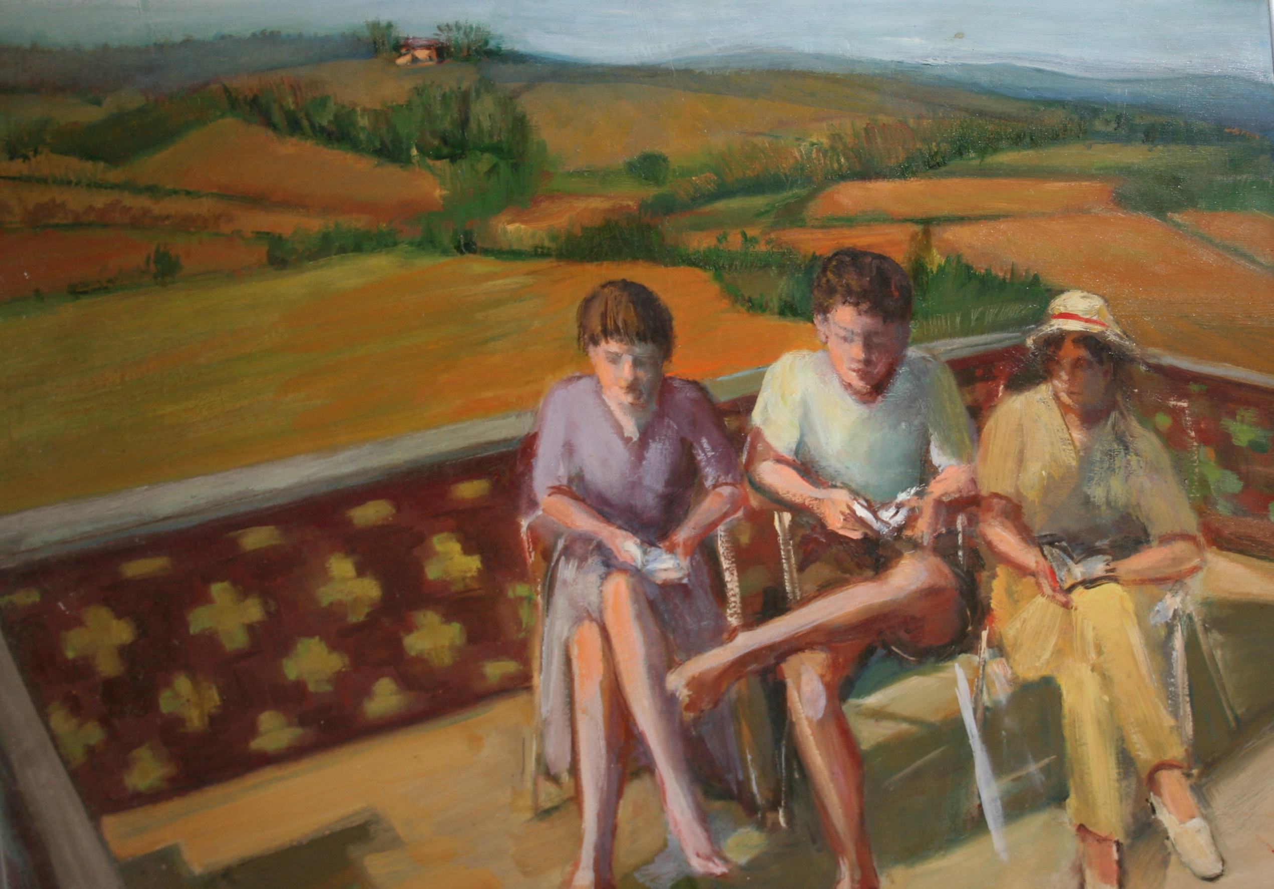 Kinderen zitten te lezen met uitzicht