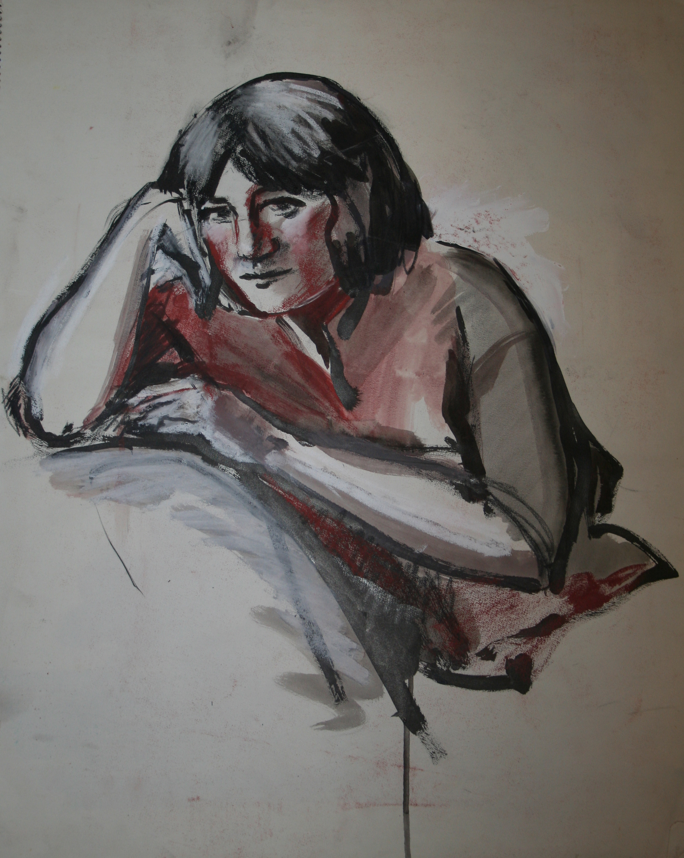 Vrouw leunend op schouders, studie