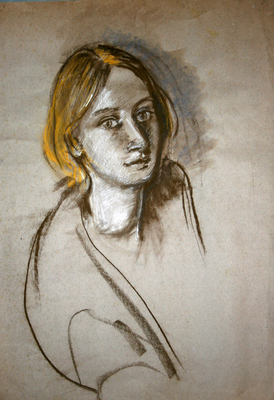 Vrouw met blond haar, tekening