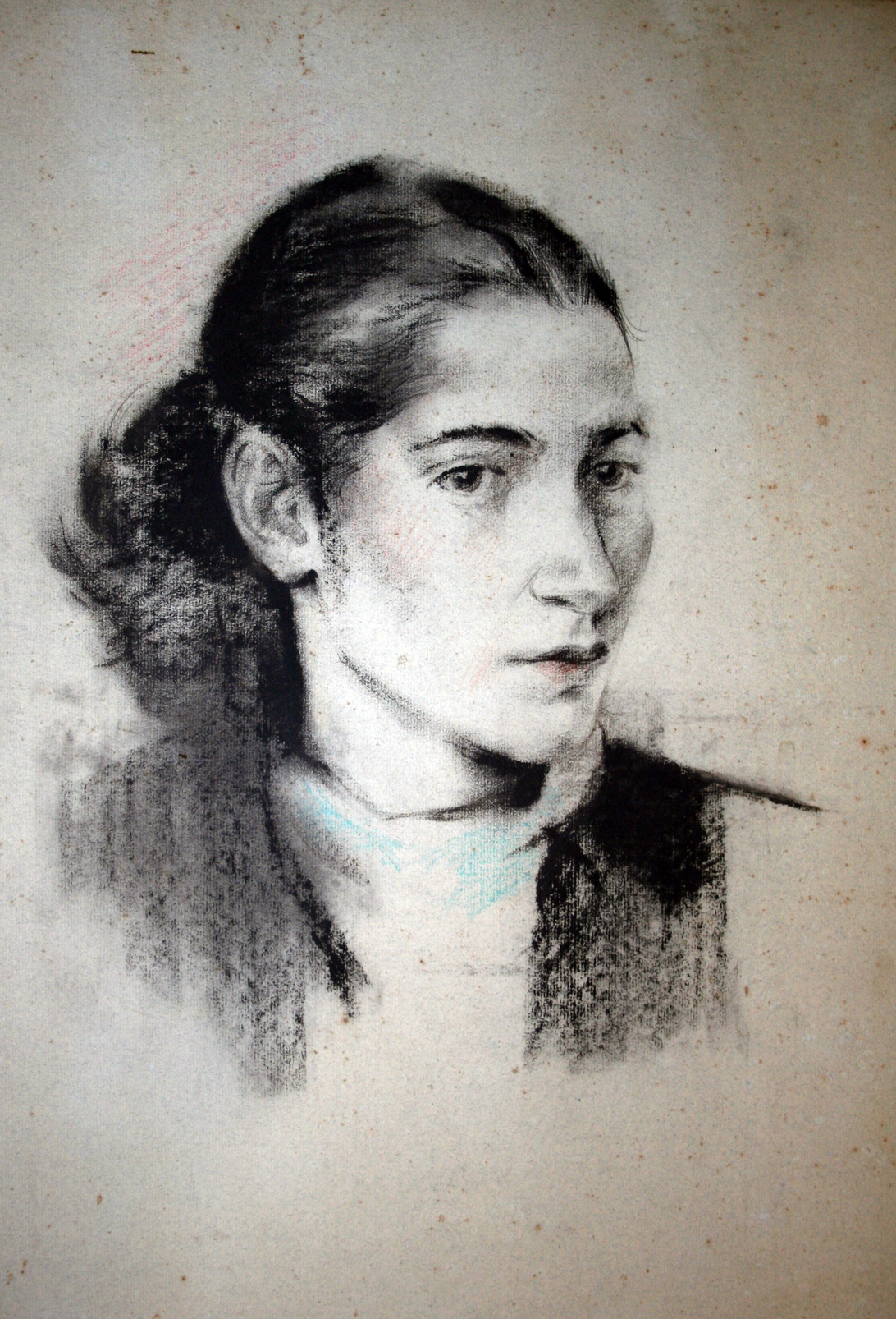 Vrouw met donker haar, tekening