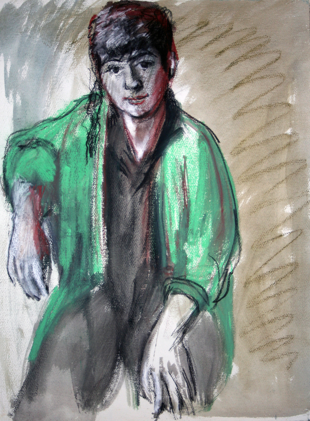 Vrouw met hand op knie, studie 2