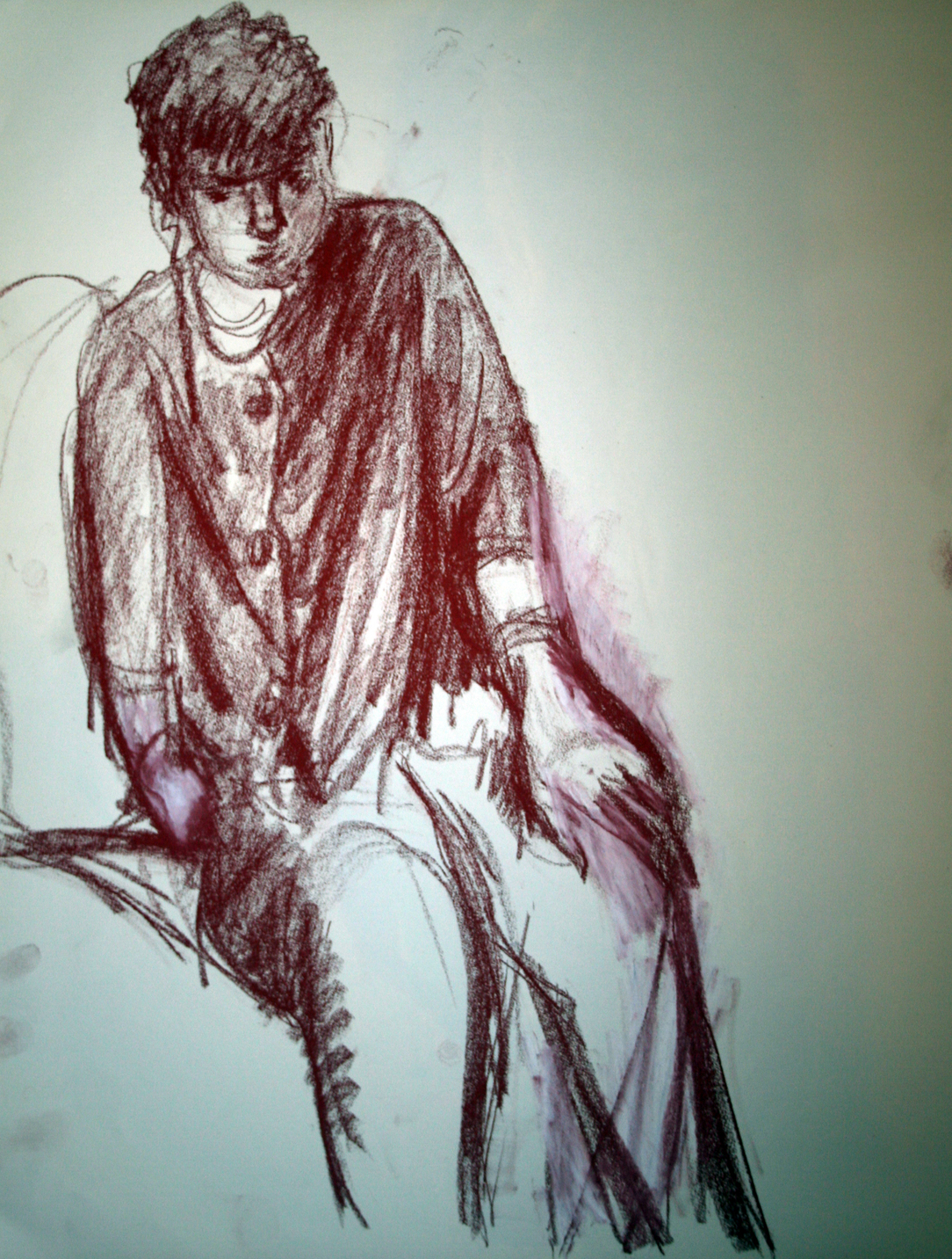 Vrouw zittend, tekening