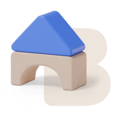 An illustration of an "AB" with the "A" made out of blocks.