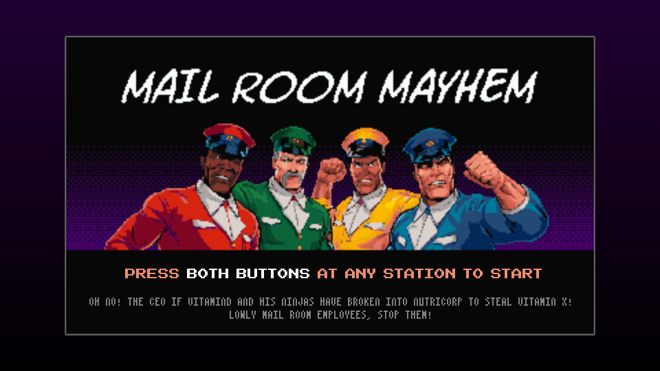 Mail Room Mayhem title screen.