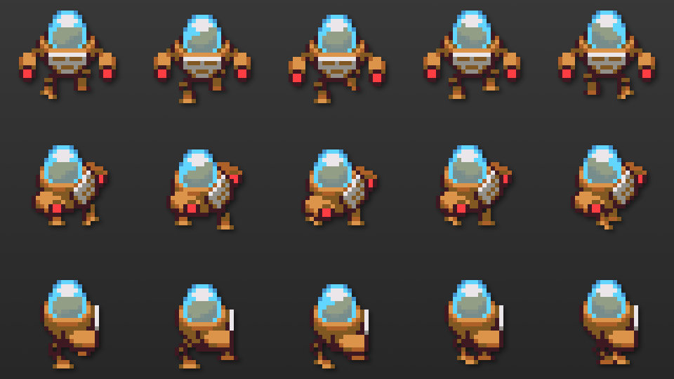 Pixel art assets for the JavaBot 3000 main character.