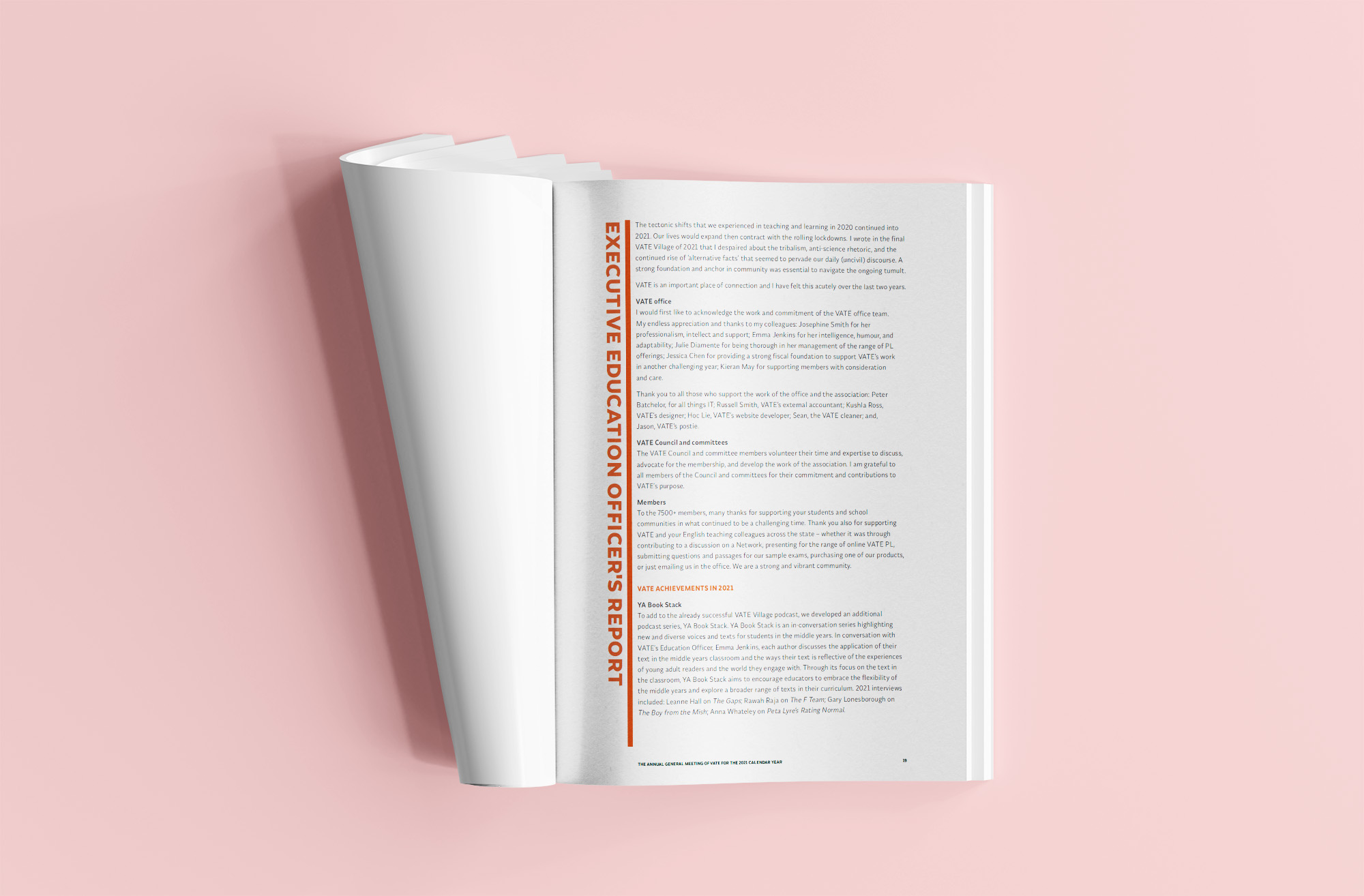 A half-open image of a VATE report