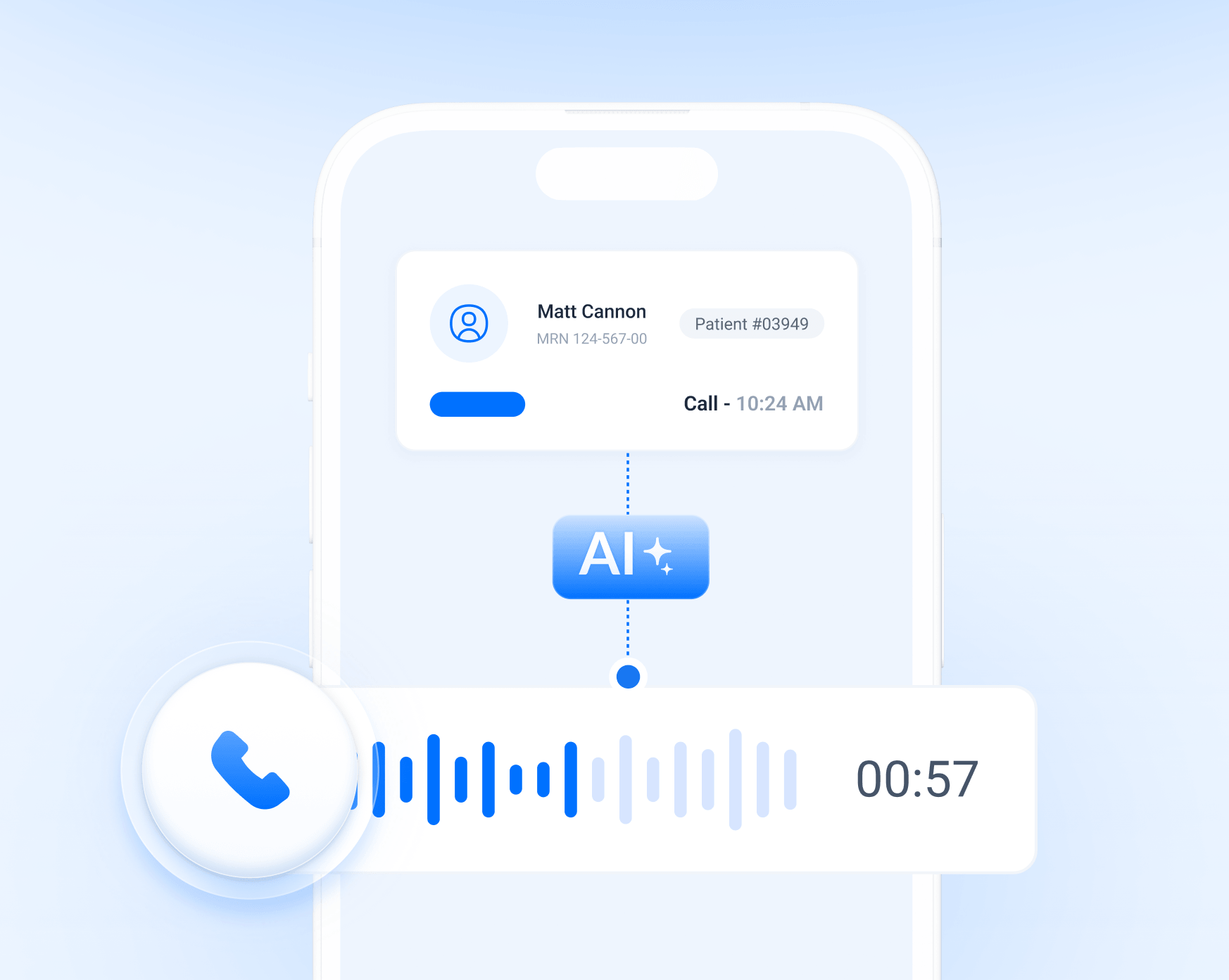 Barti medical AI call transcription software mockup