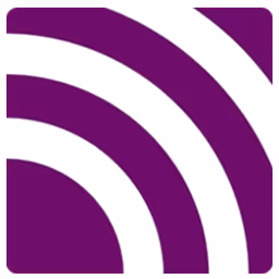 Purple and white curved lines forming abstract geometric design