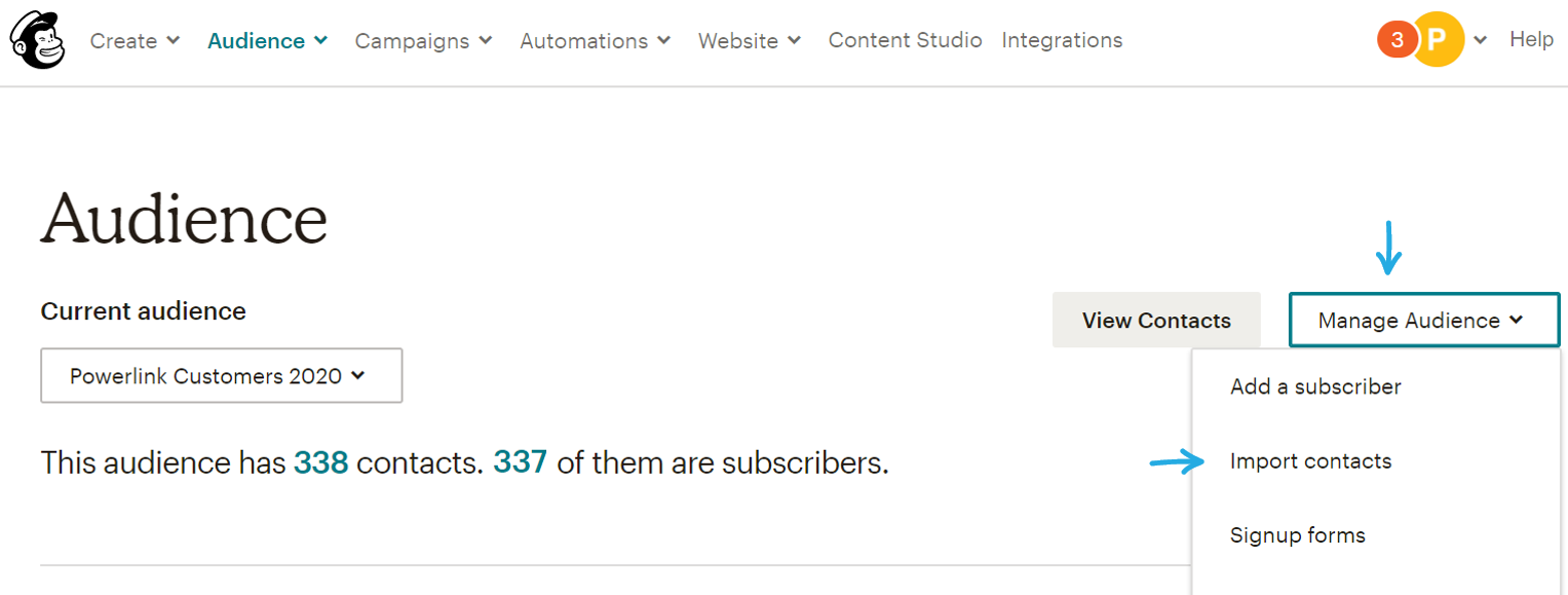 יצוא קובץ הלקוחות בפלטפורמת Mailchimp