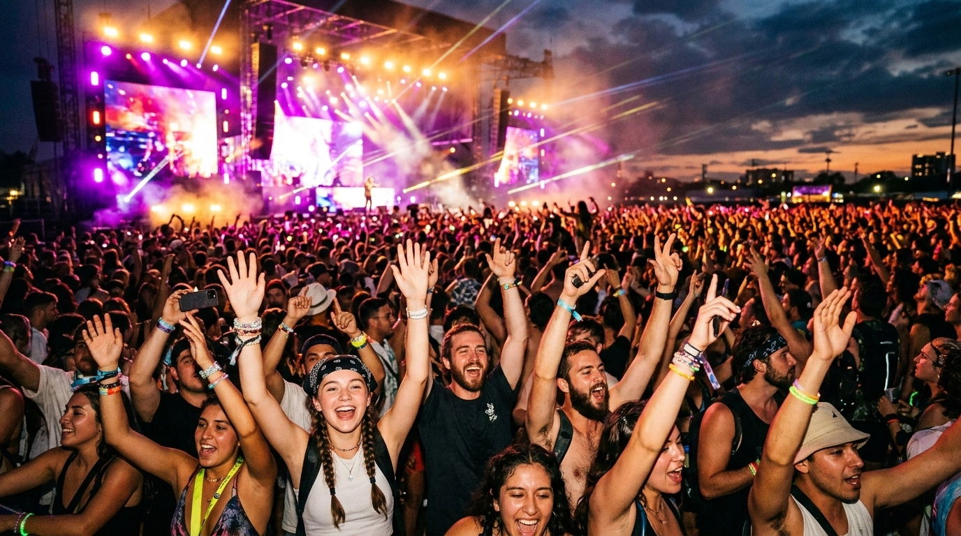 High-energy festival crowd
