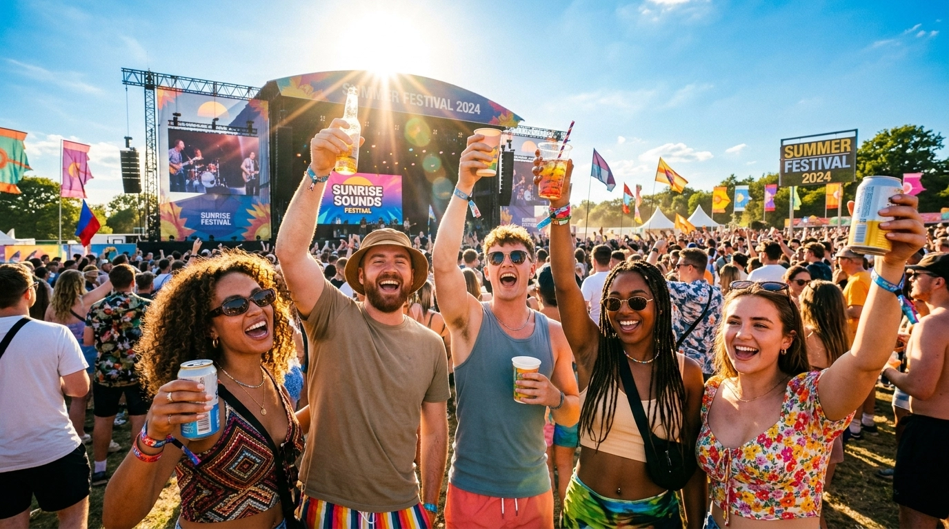 Happy festival attendees