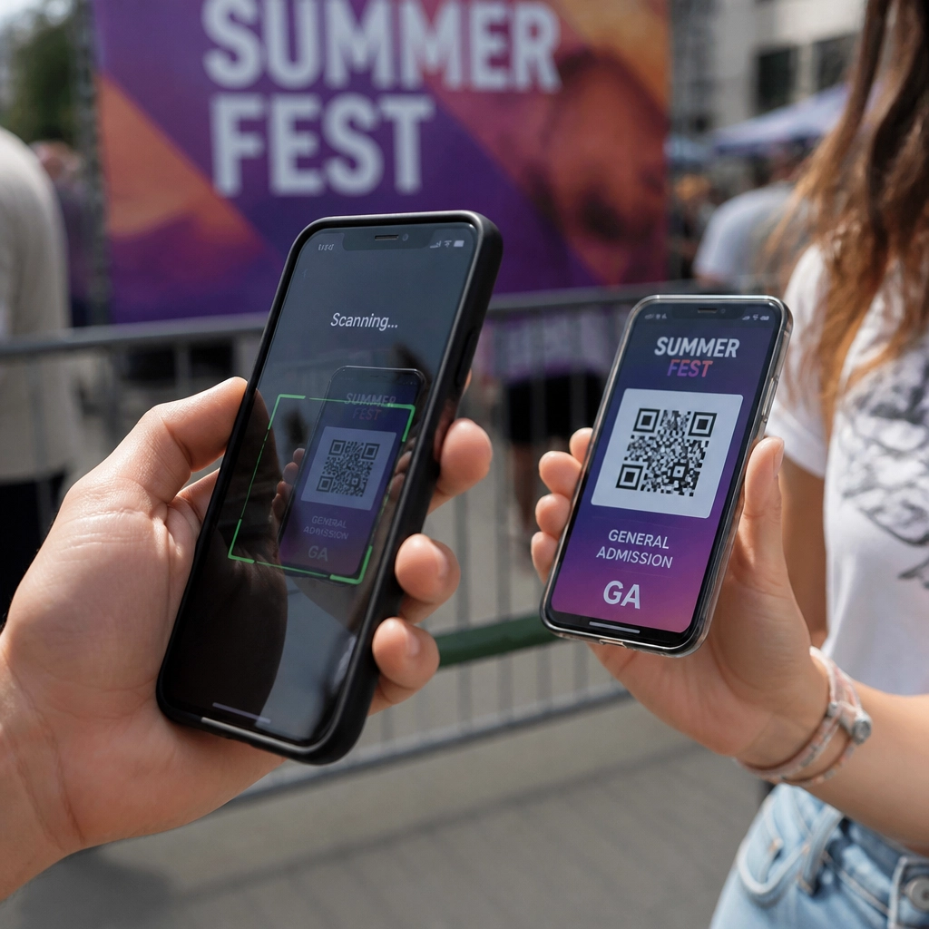 Scanning a ticket on a smartphone