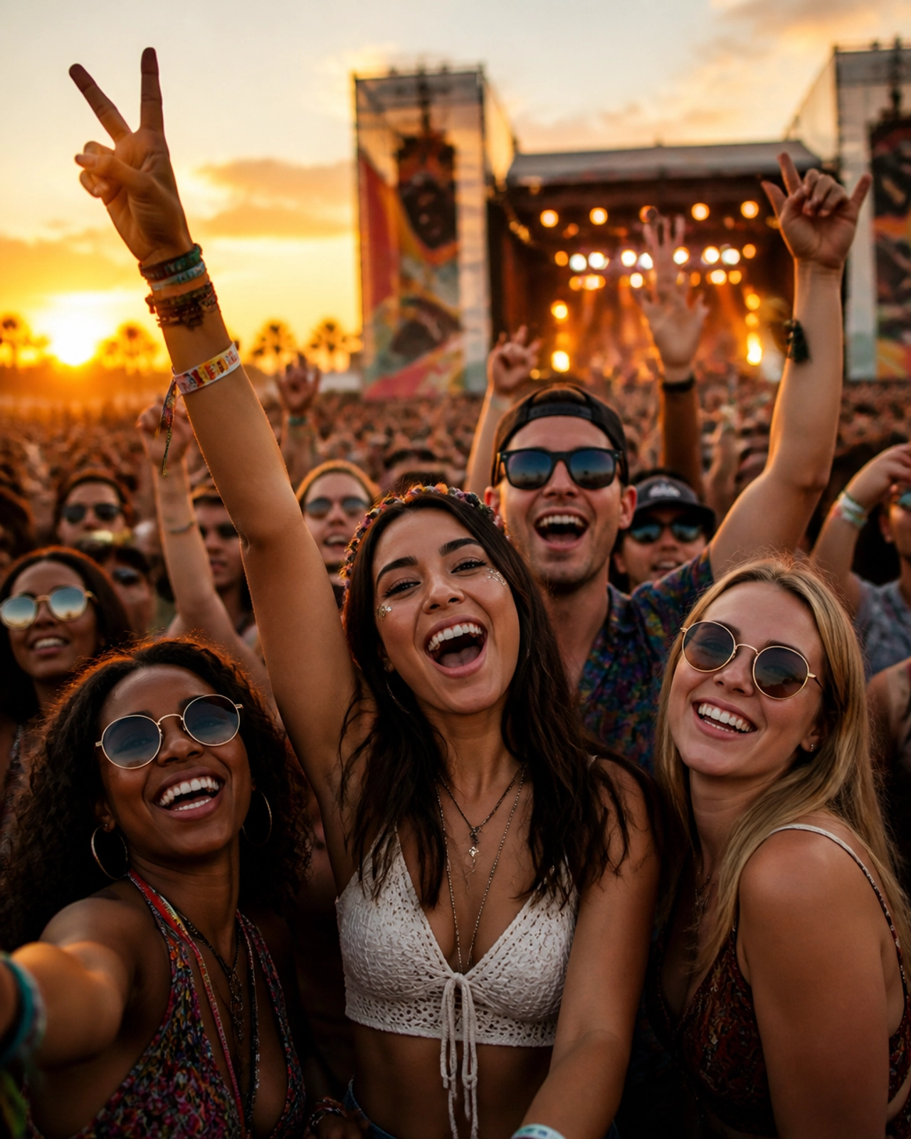 Joyful crowd at a festival
