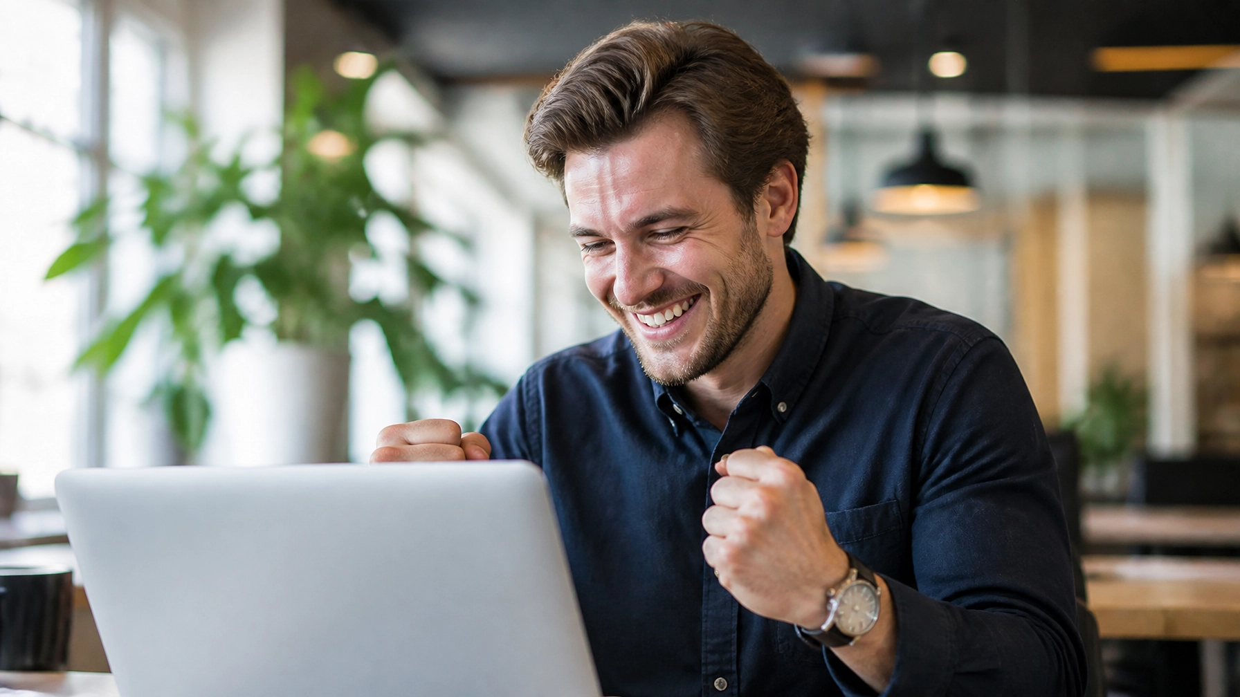 Relieved organizer successfully creating an event in minutes