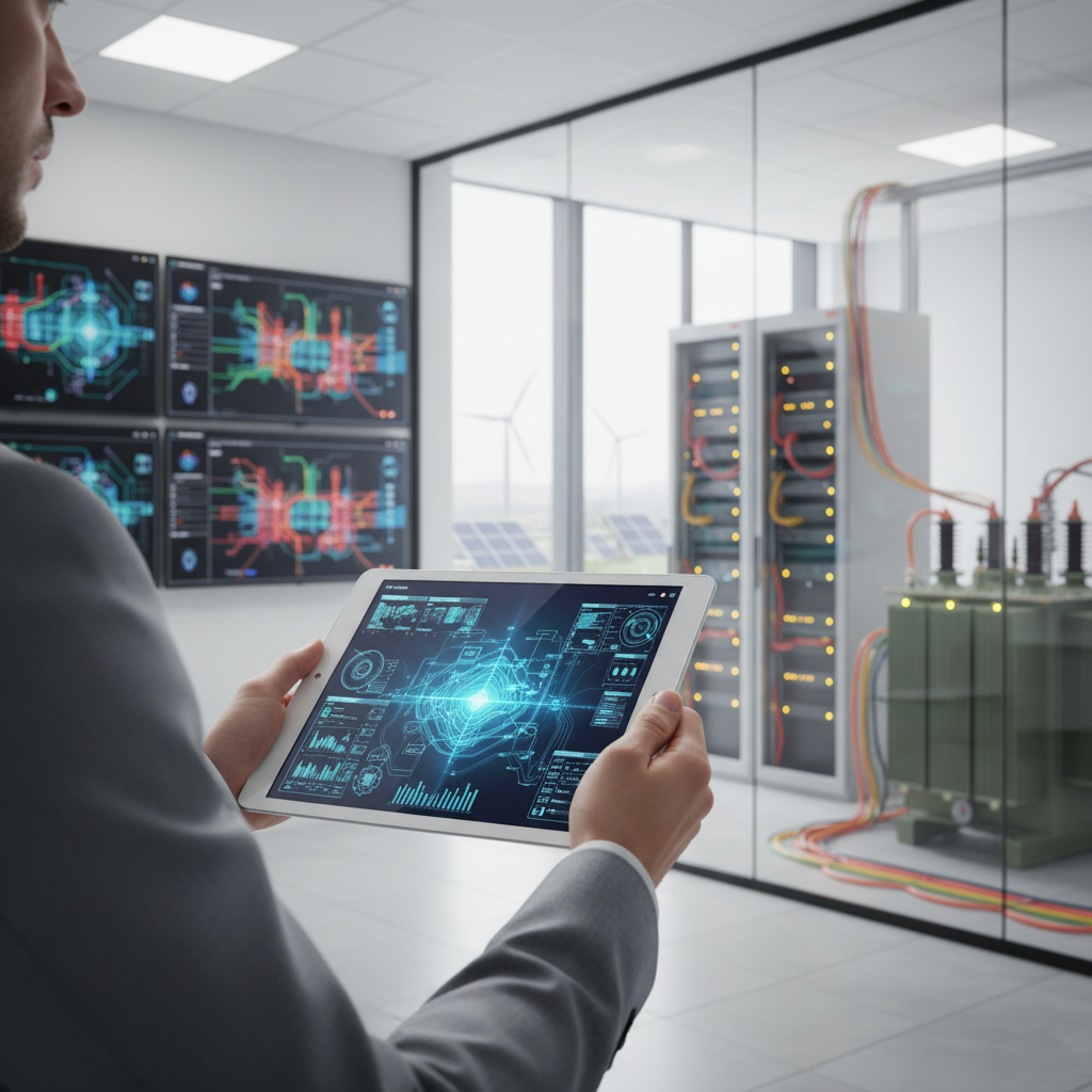 Ein Bild, das eine Frau in einem weißen Laborkittel zeigt, die ein Tablet hält. Auf dem Bildschirm ist ein digitaler Trainingsplan zu sehen. Im Hintergrund sind zwei Männer in einem modernen Raum, der mit mehreren Monitoren ausgestattet ist, die Trainings- und Gesundheitsdaten anzeigen.