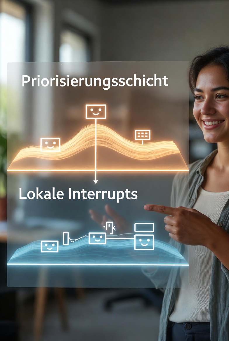 Zwei-Ebenen-Regelarchitektur mit lokaler Interruptverarbeitung und übergeordneter Priorisierung
