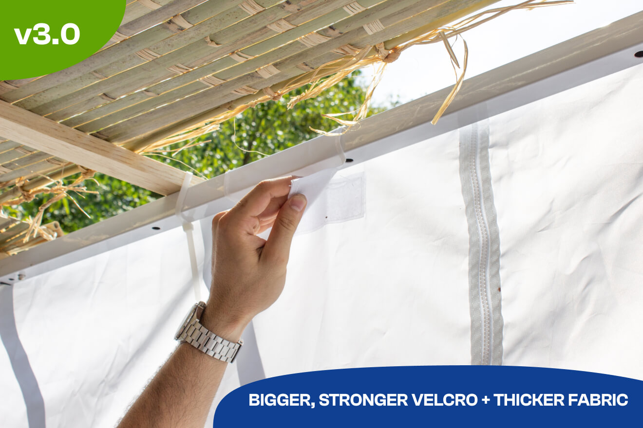 Close-up of Prime Sukkah 3.0 snap-lock pole system and Ez-lock connector for tool-free assembly