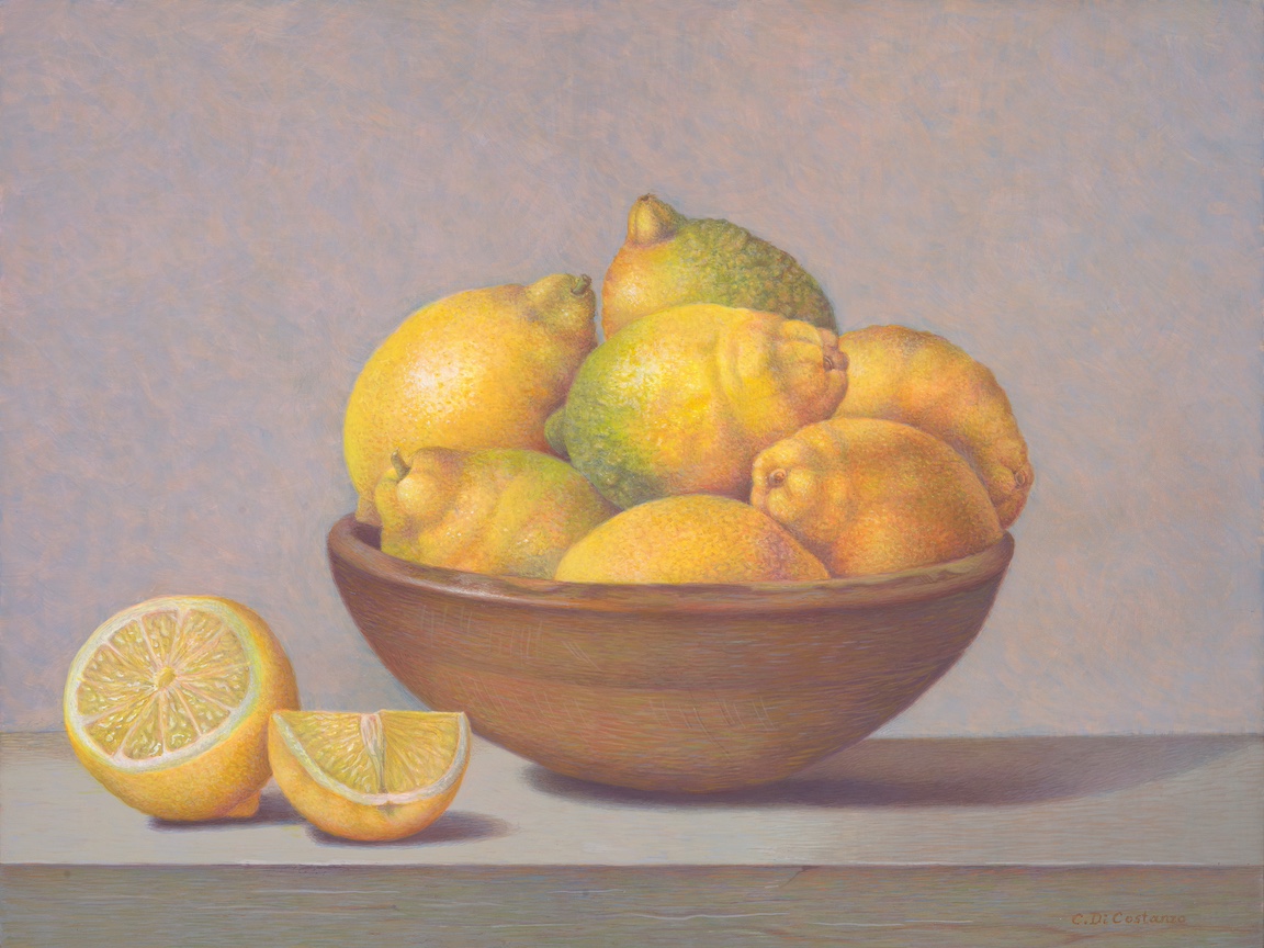 Lemons in a Wooden Bowl
