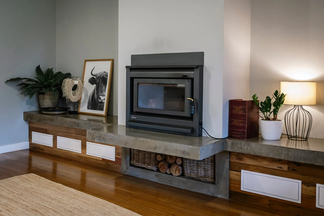 New fireplace area from Balnarring property renovated by BuildMP.