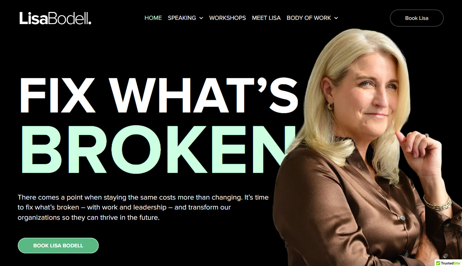 Lisa Bodell speaker website screenshot