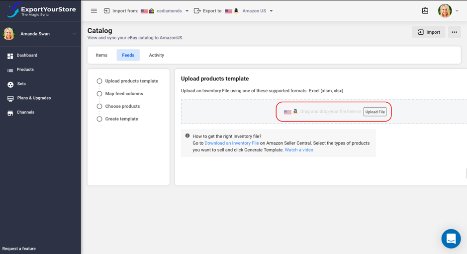 Uploading the template to ExportYourStore