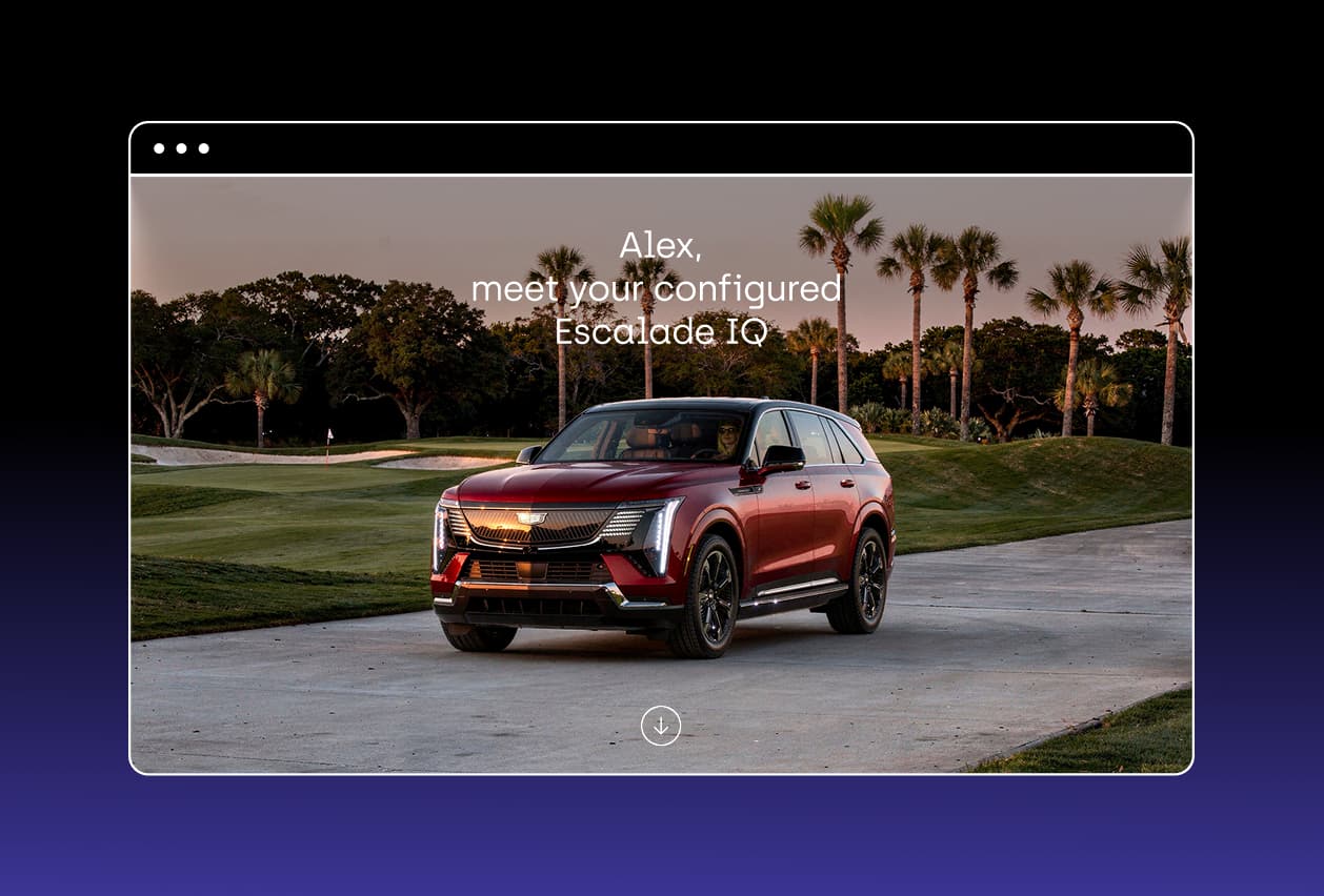 A image of the hero section on a website showing a CGAI generate image of a car