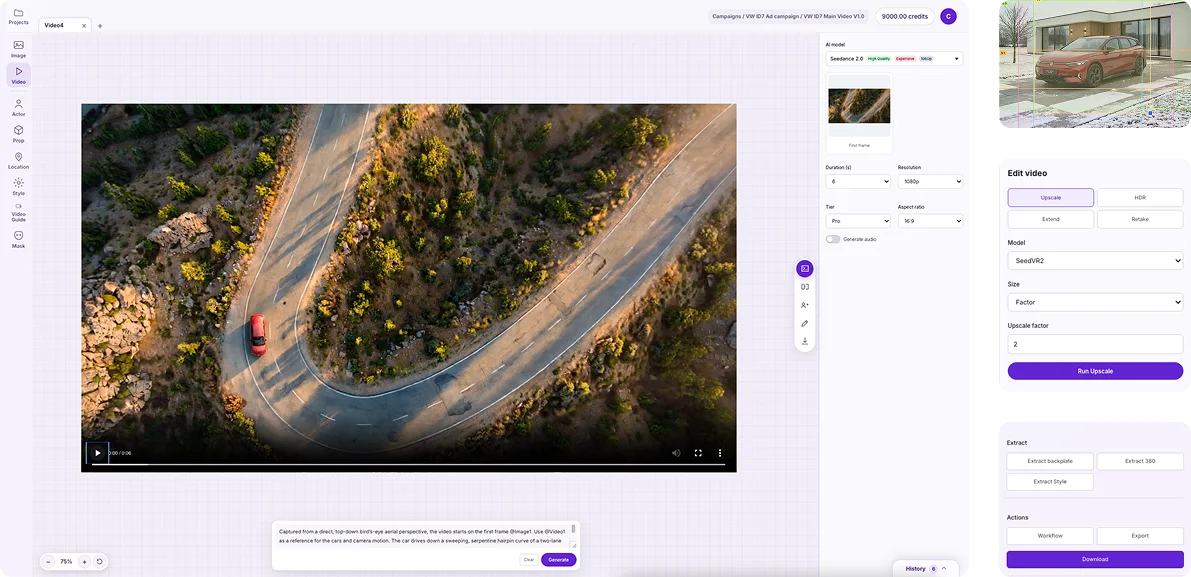 UI from SpotLight Suite tool - showing different features for publishing CGAI images