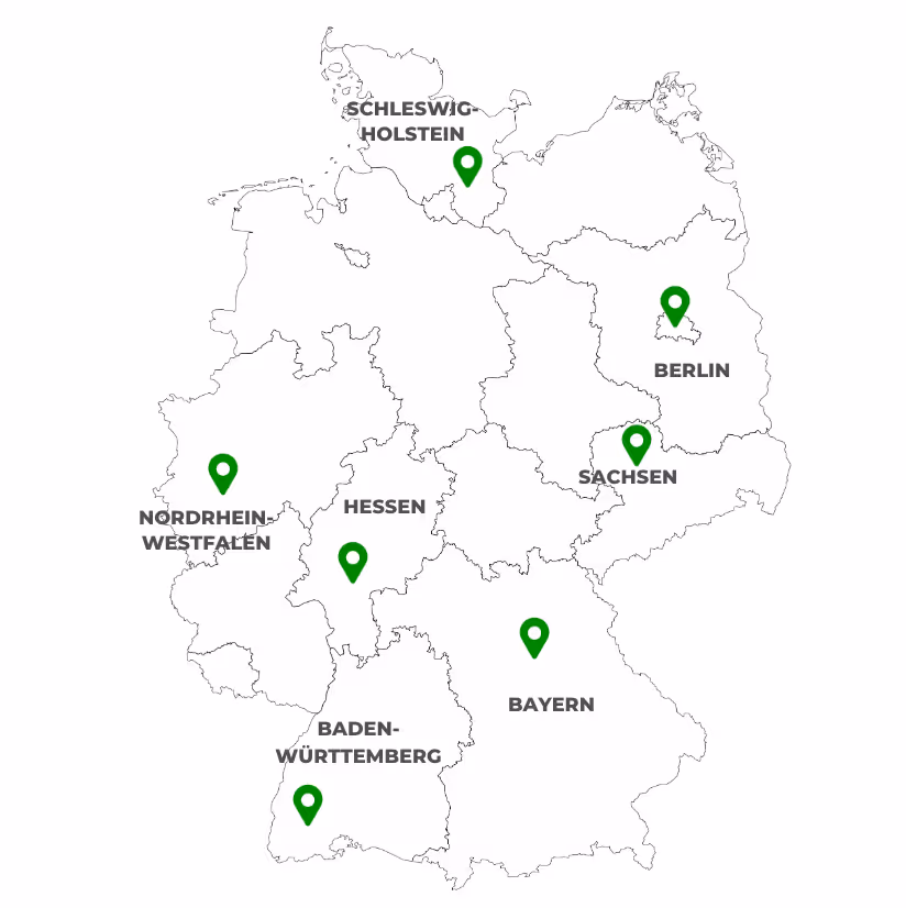 Bundesländer in denen JUHI aktuell tätig ist. 