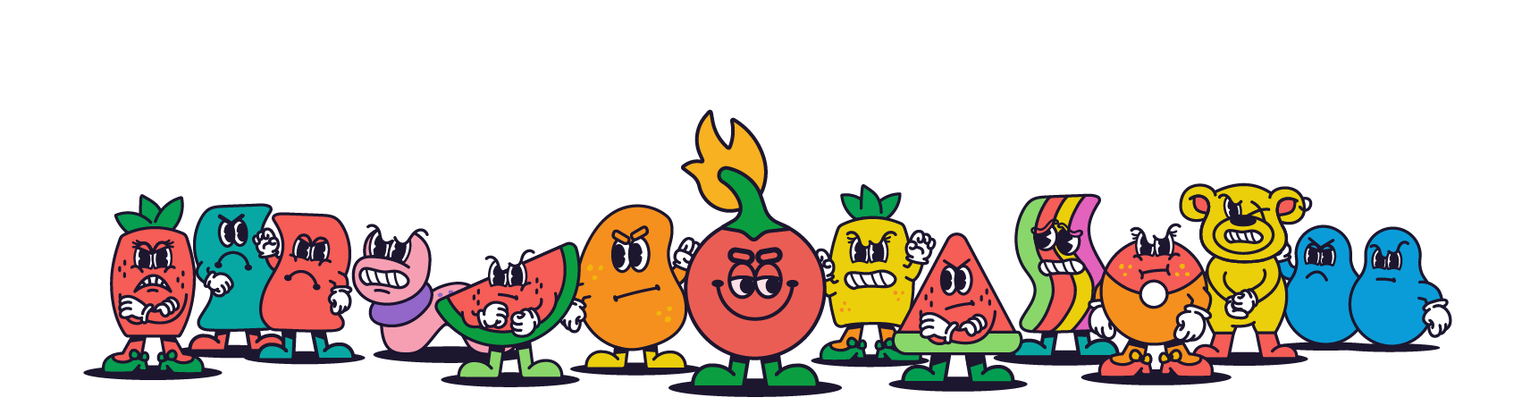 Mr. Bomba and the Scovillians, the Chilli Bomba candy mascots and characters
