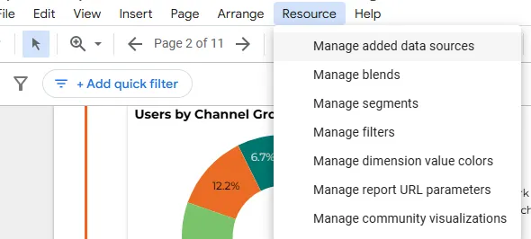 Google Looker Studio Manage Added Data Sources