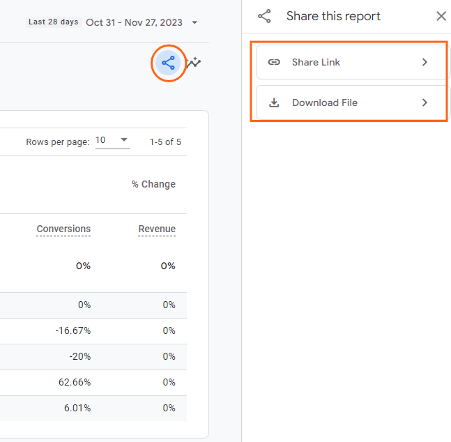 Share GA4 Report through Link and File