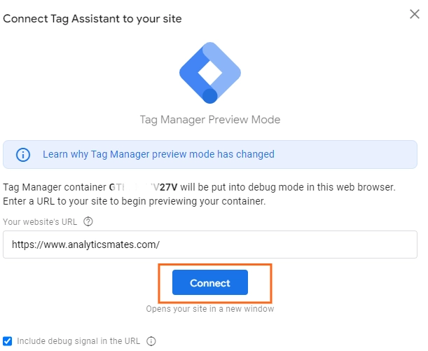 connect tag assistant to your site