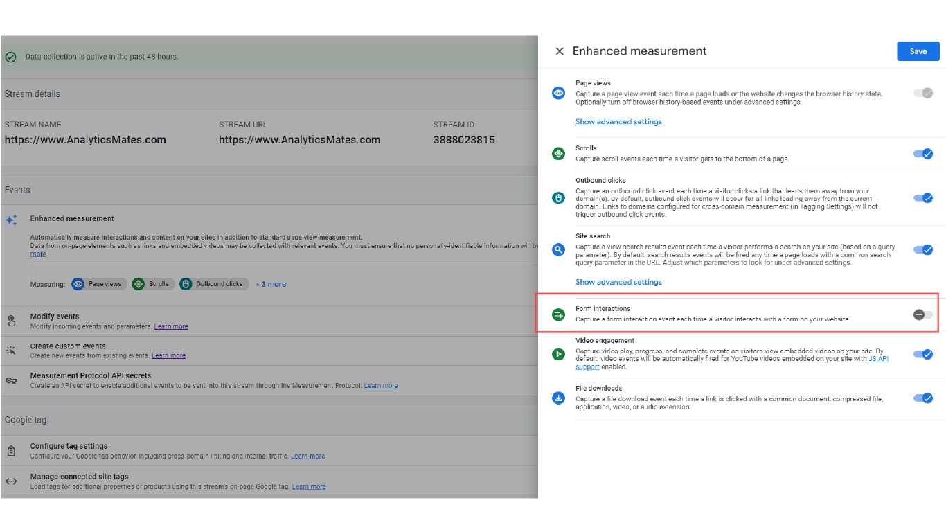 screenshot of steps to Turn off Automated Form Submissions
