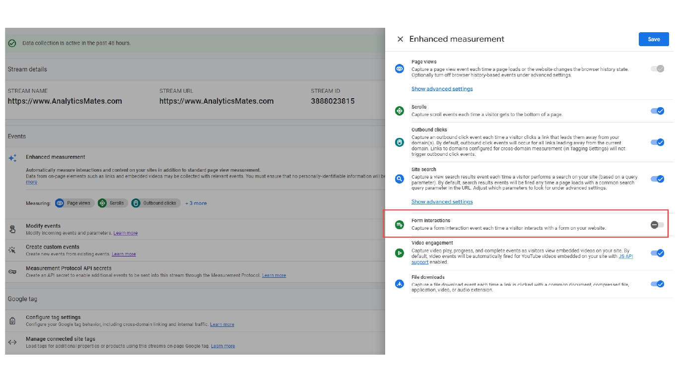 screnshot of steps to Turn on Automated Filters - Filter Internal Traffic