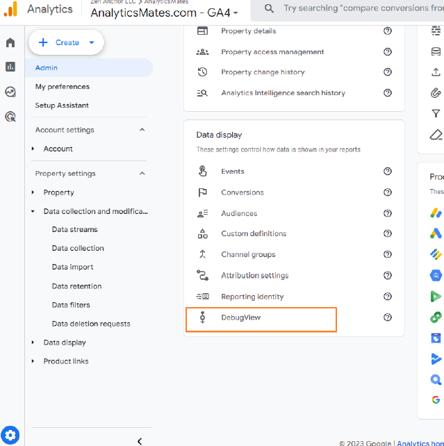 Using the Google Analytics native DebugView