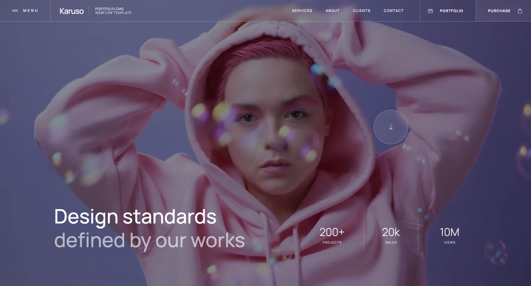 Karuso portfolio CMS Webflow template - screenshot