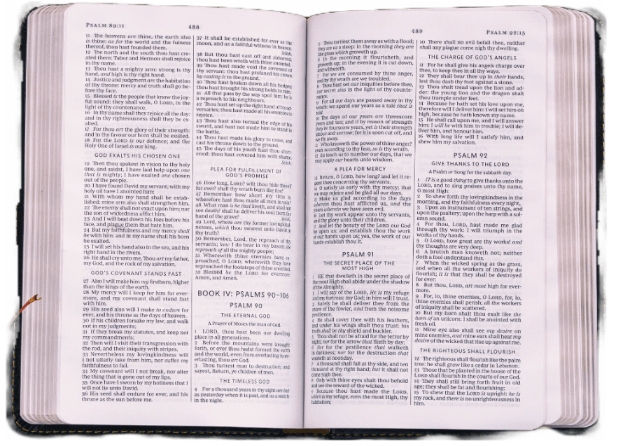 Bibble opened to book of psalms