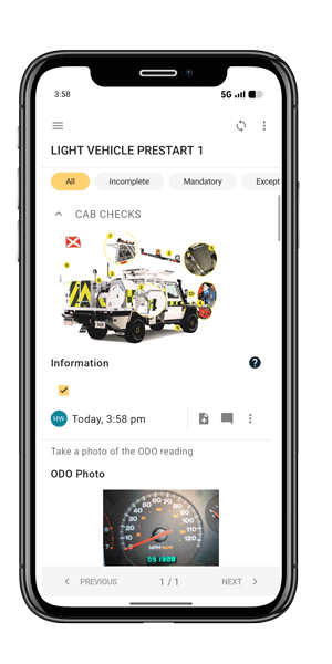 Obzervr Frontline digital equipment prestart form
