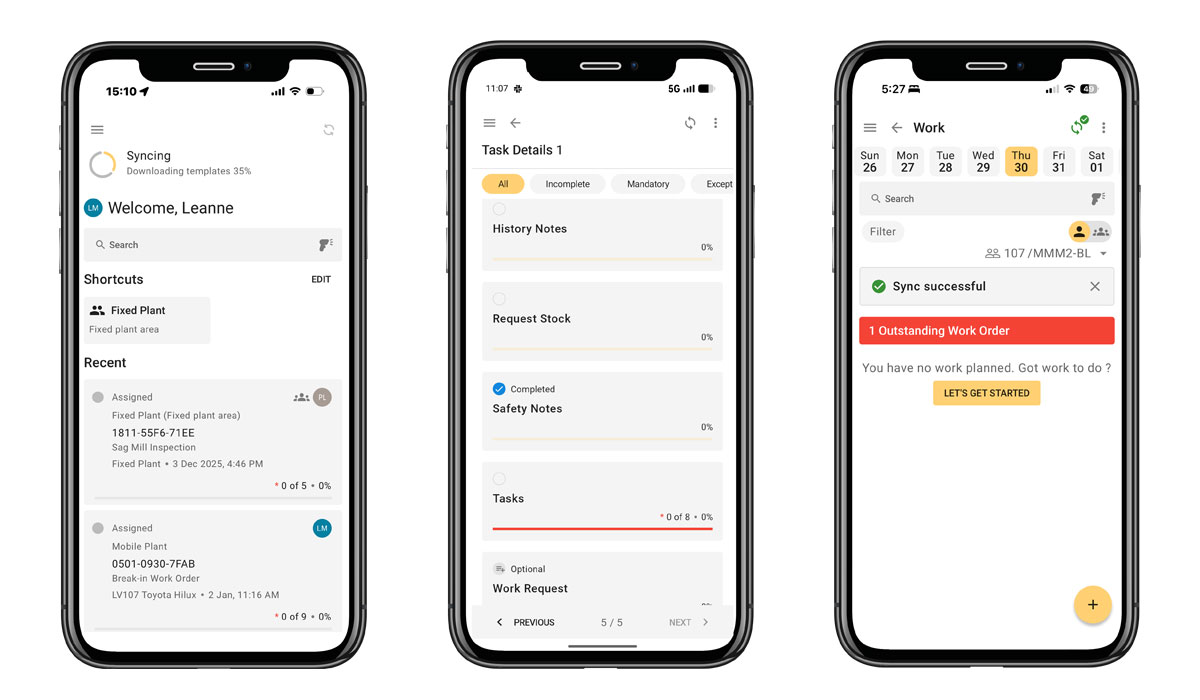 Obzervr Frontline Mobile App quick access screens