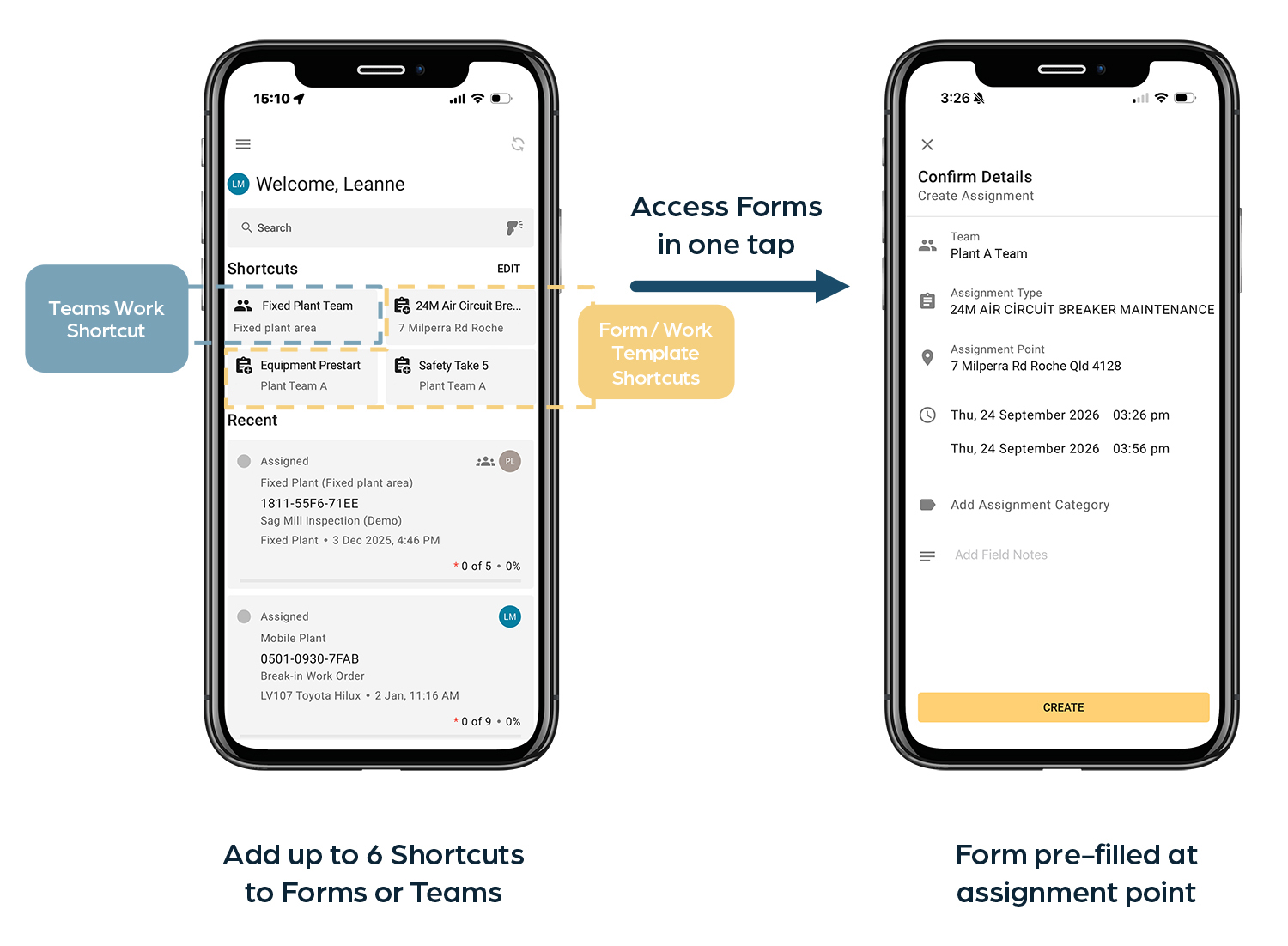 Obzervr Frontline 1 Tap access to Forms
