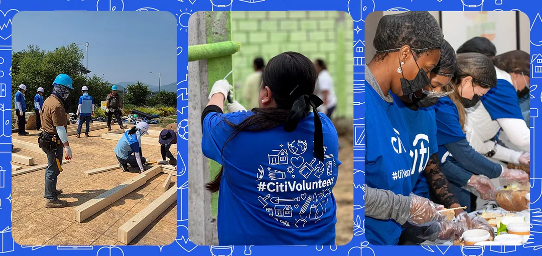 Citi volunteers cleaning up a park as part of Global Community Day