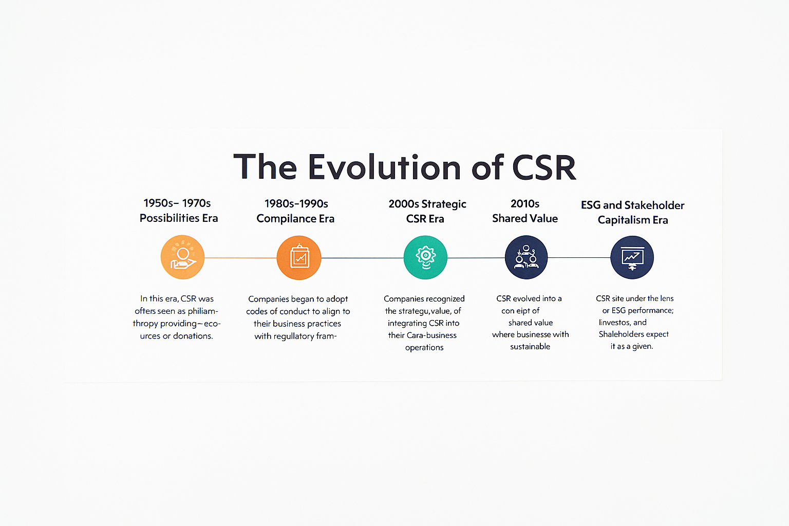 The evolution of corporate social responsibility over time.