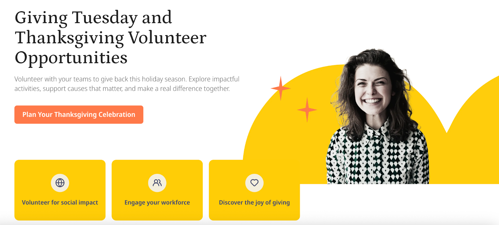 Catalog of Thanksgiving and Giving Tesday activities for corporate teams