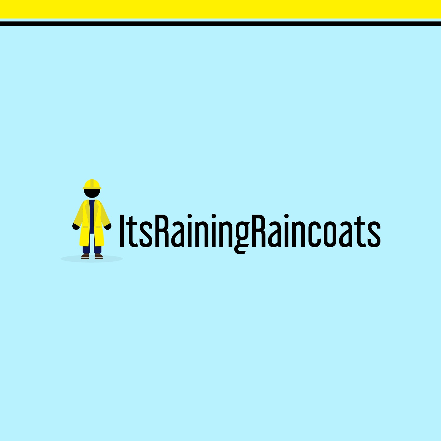 Logo of ItsRainingRaincoats featuring a figure in a yellow raincoat and helmet beside the organization’s name on a light blue background.