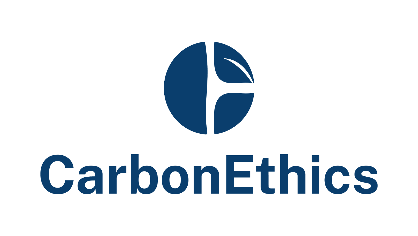 CarbonEthics logo featuring a circular blue emblem with a leaf symbol and the name “CarbonEthics” on a black background.
