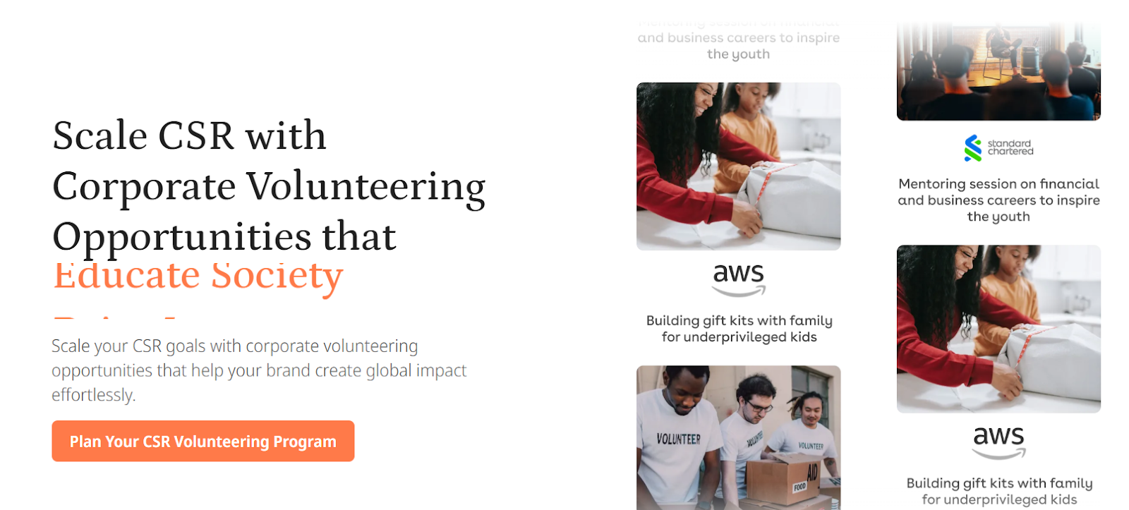 Banner promoting corporate volunteering opportunities to scale CSR impact through employee engagement